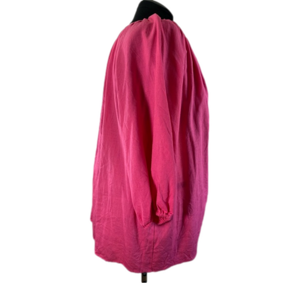 Ashley Stewart Pink Blended Linen 3/4 length sleeves Button Down Top SKU0056&57 - Picture 6 of 9